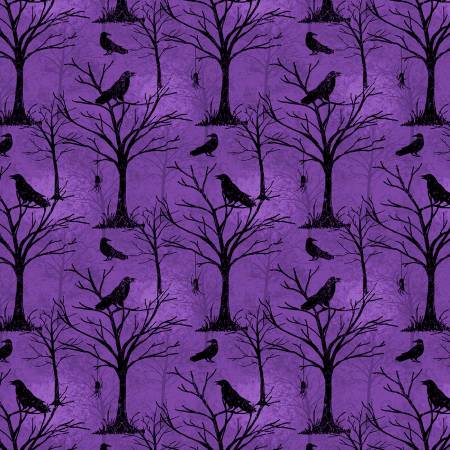 Halloween Crows on Dead Trees on Purple
