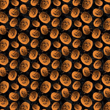 Halloween Orange Tossed Jack o' Lanterns on Black