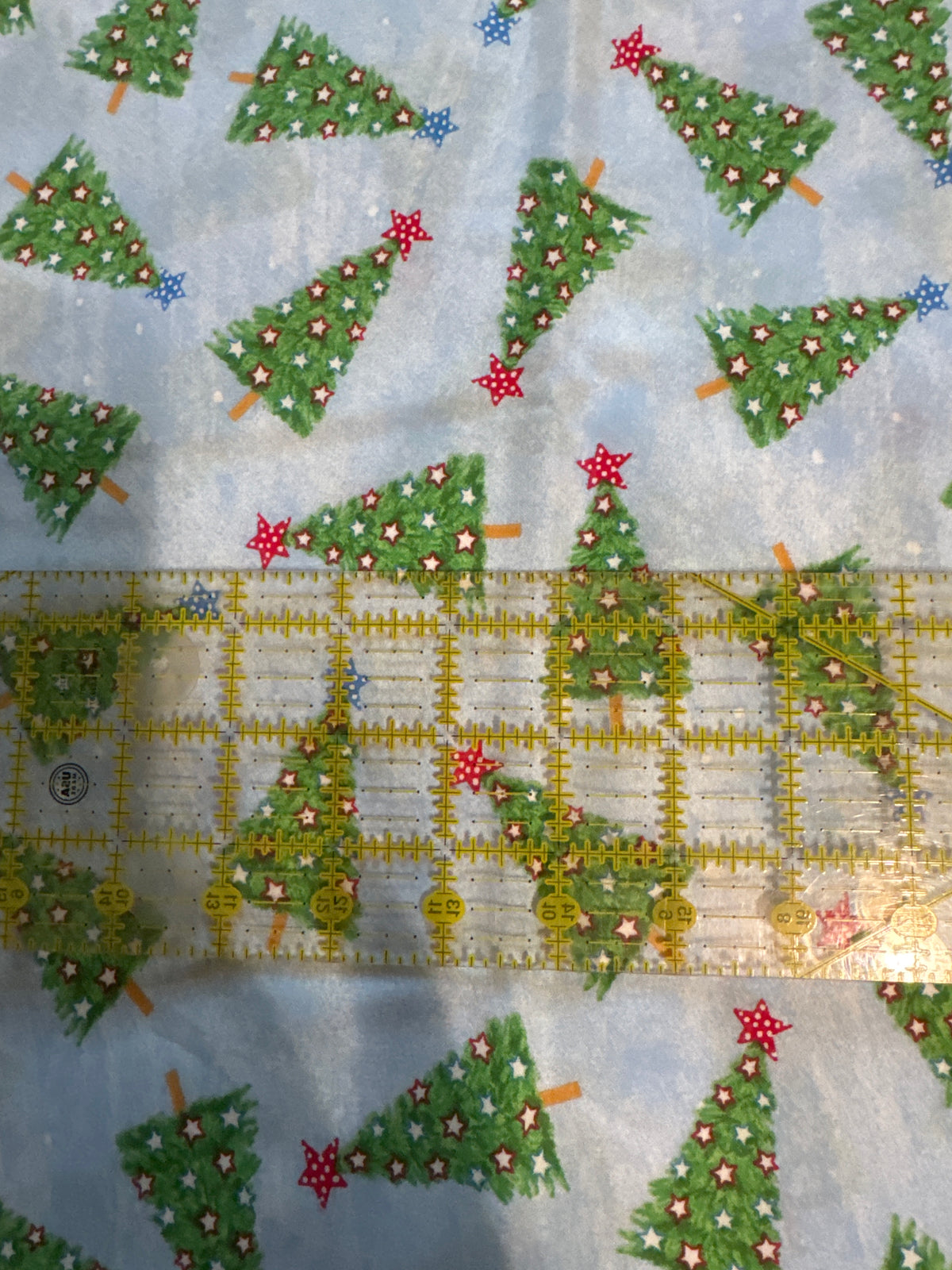 Christmas Trees on Blue 100% Cotton Price per Yard