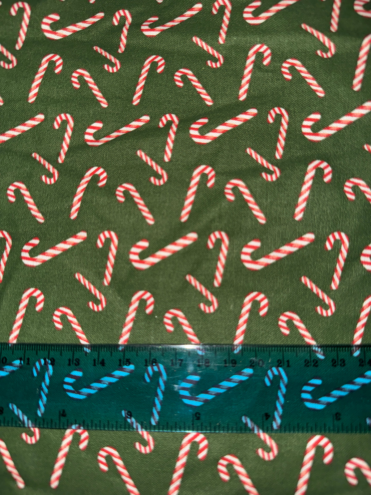 Christmas Candy Canes on Green 100% Cotton Fabric
