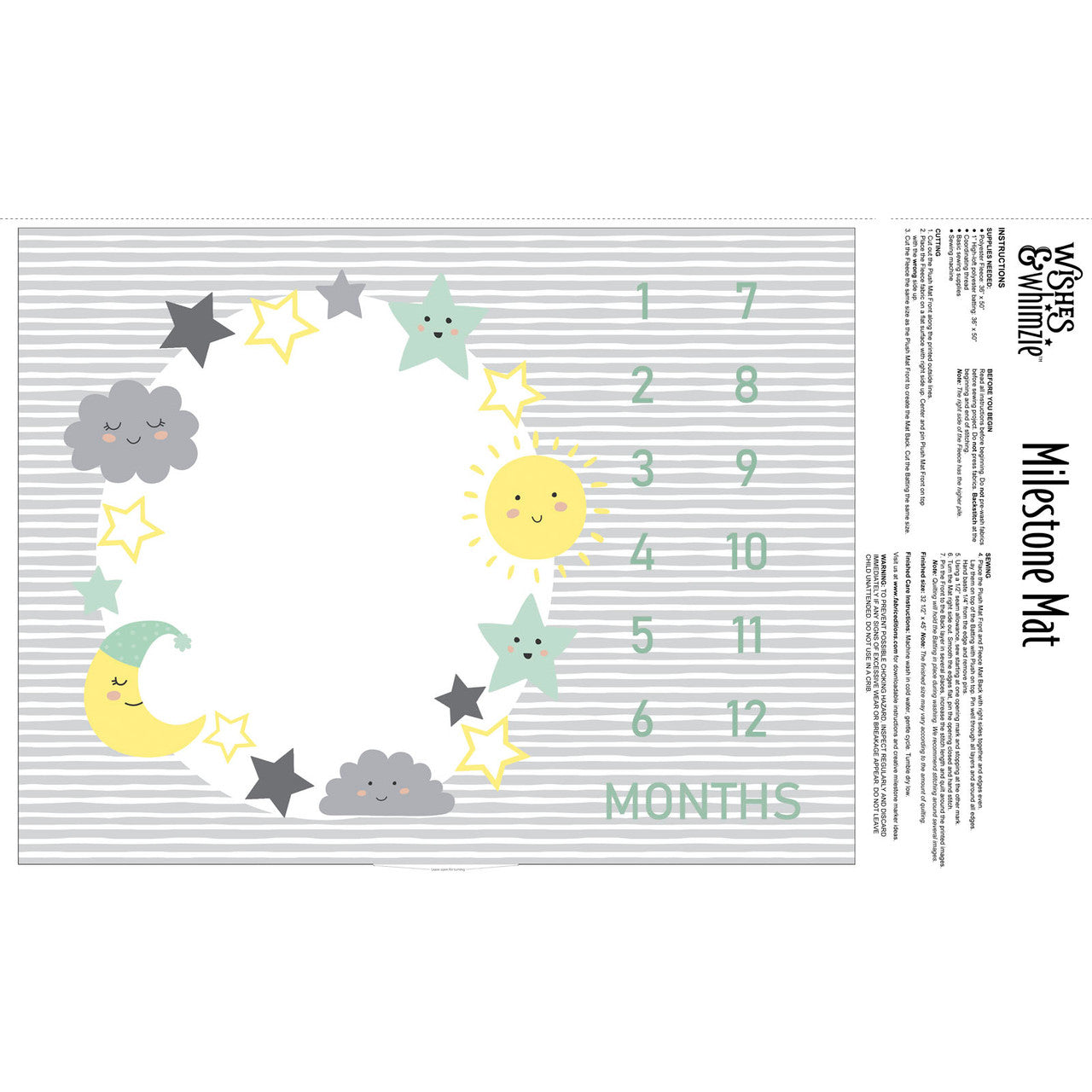 Plush Milestone Mat Kit Moon Stars Gray Baby Top Panel