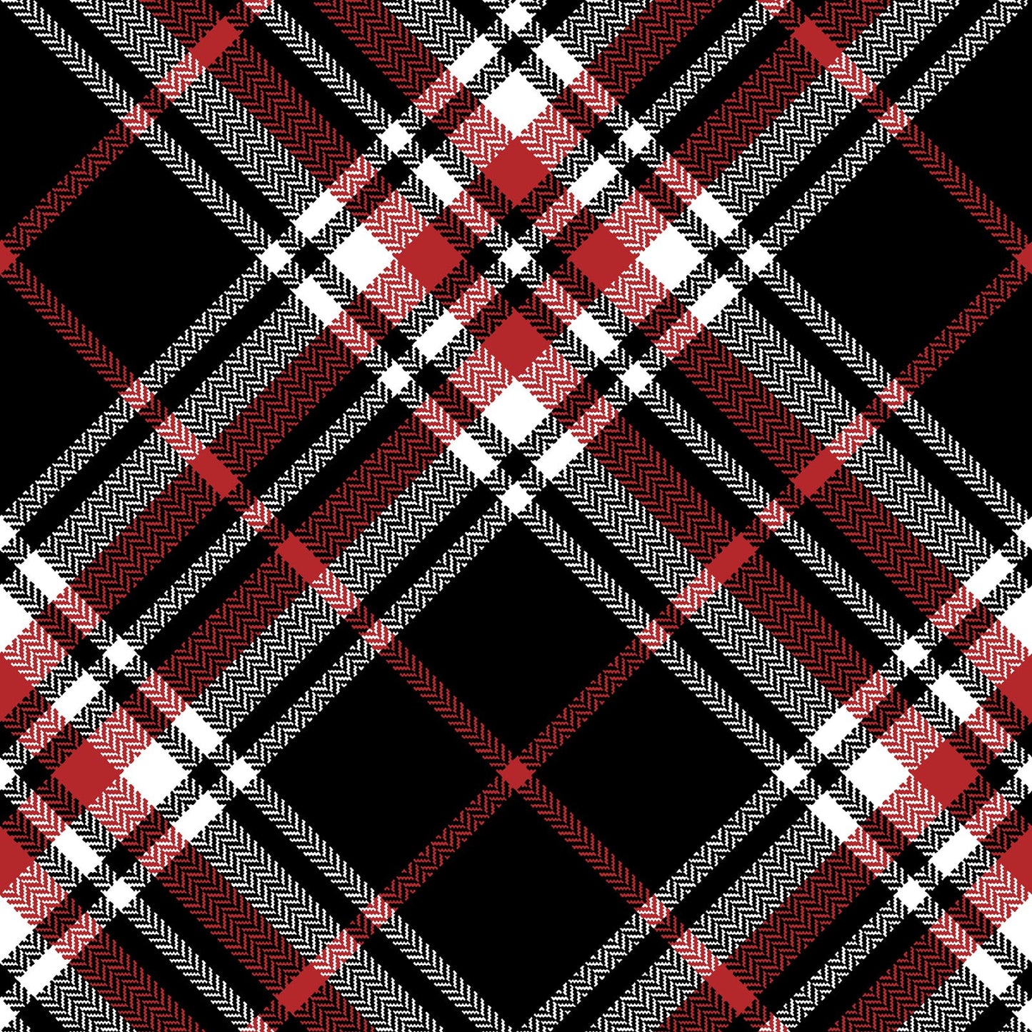 3 Wishes Christmas Holiday Diagonal Plaid Red Black By the Yard