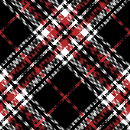 3 Wishes Christmas Holiday Diagonal Plaid Red Black By the Yard
