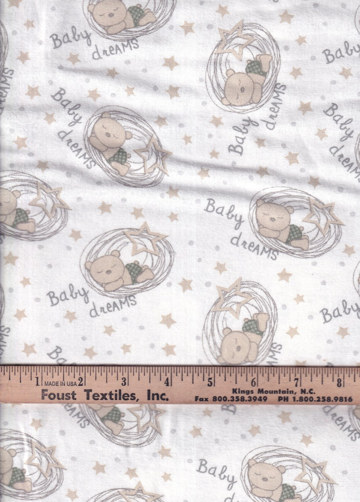 Springs Creative Flannel Bears Baby Dreams on White