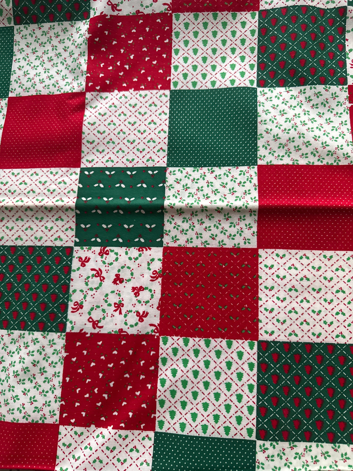 Christmas Vintage Mini Prints in Red Green White Boxes 100% Lightweight Cotton Price per Yard