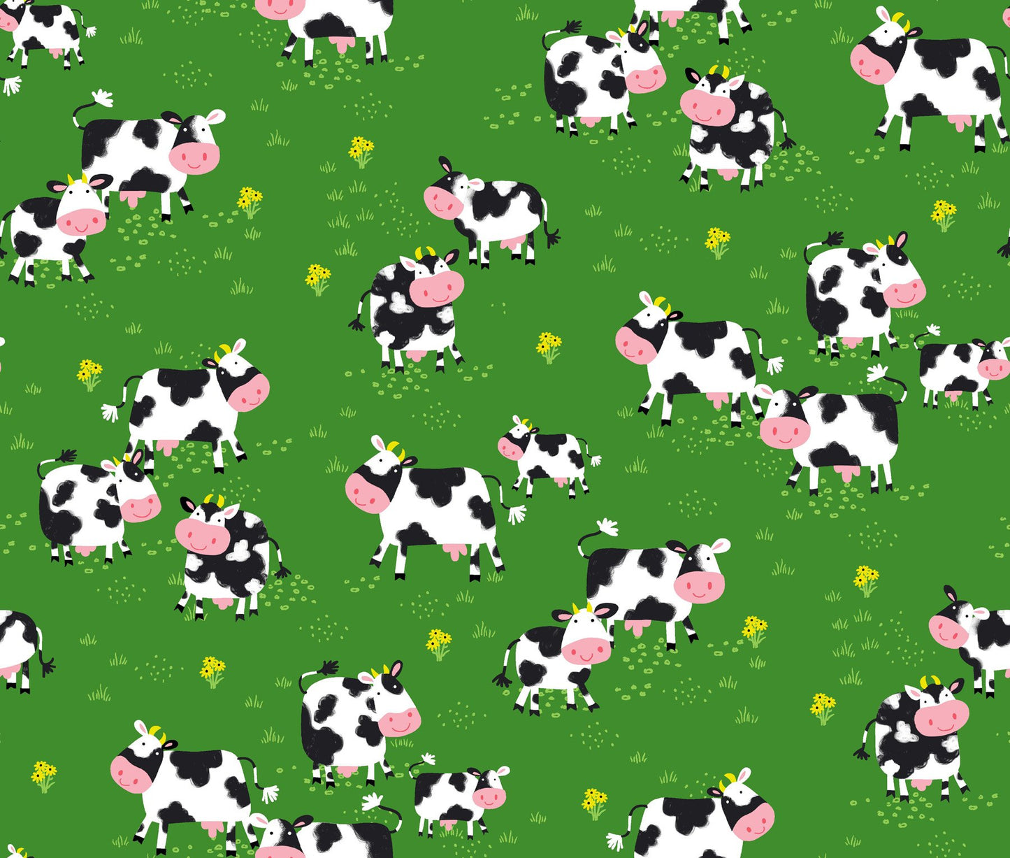 Oasis Fabrics Fun Flannels  Cows on Green Baby Price per Yard