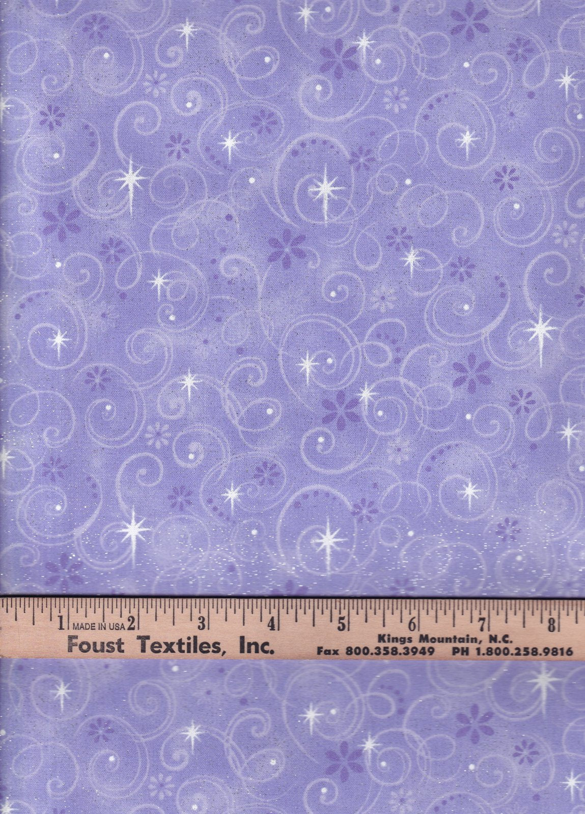 44 x 36 Easter White Swirls Stars Glitter on Violet Fabric Traditions 100% Cotton Valentine