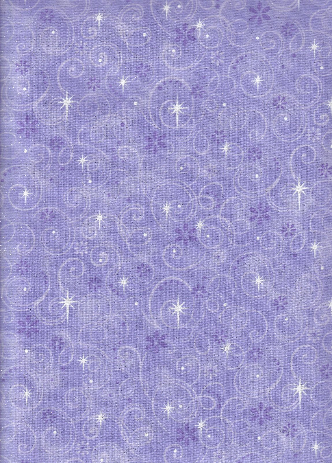 44 x 36 Easter White Swirls Stars Glitter on Violet Fabric Traditions 100% Cotton Valentine