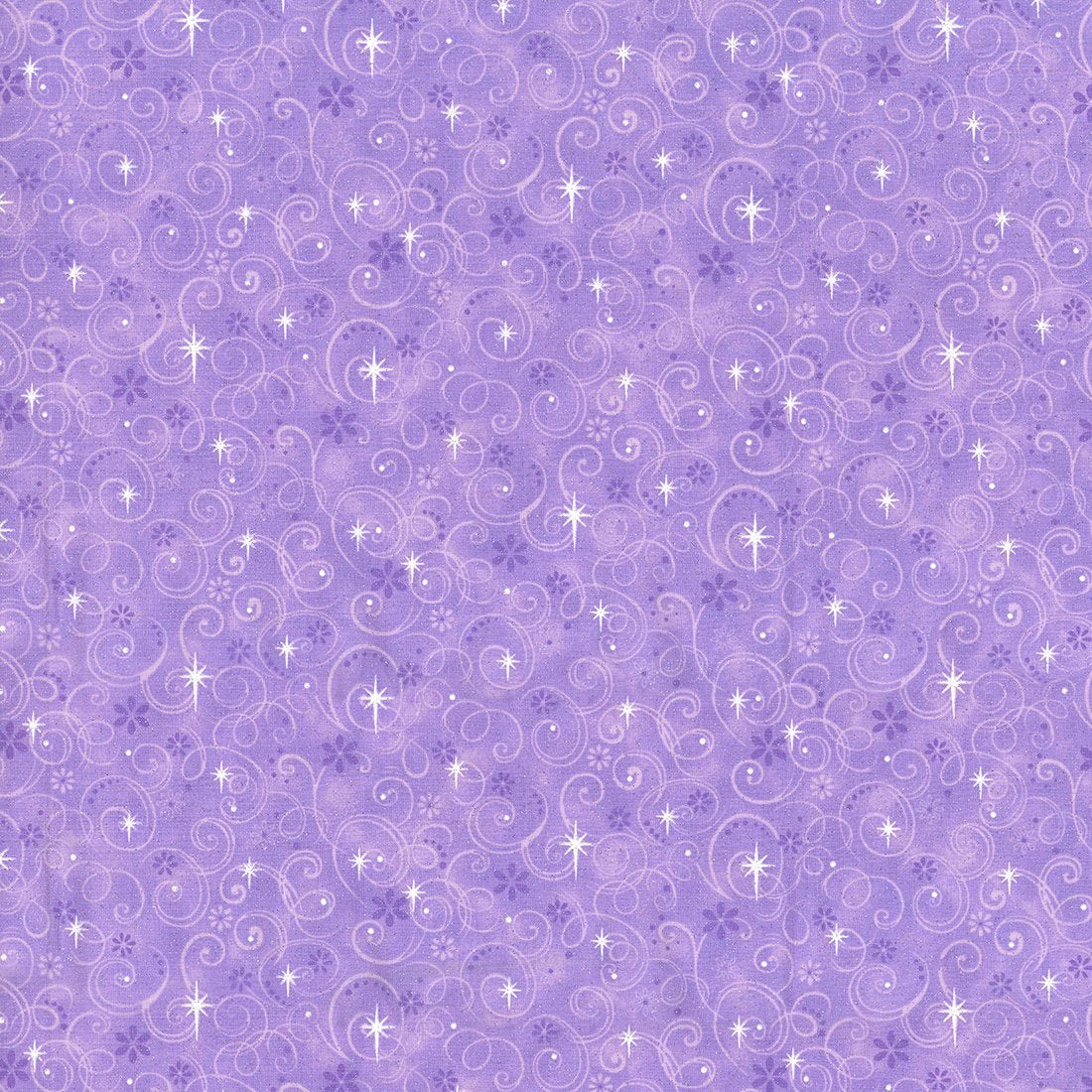 44 x 36 Easter White Swirls Stars Glitter on Violet Fabric Traditions 100% Cotton Valentine