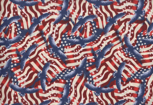 Foust Textiles Made In The USA Red White and Blue Stars and Stripes Eagles Patriotic Price per Yard