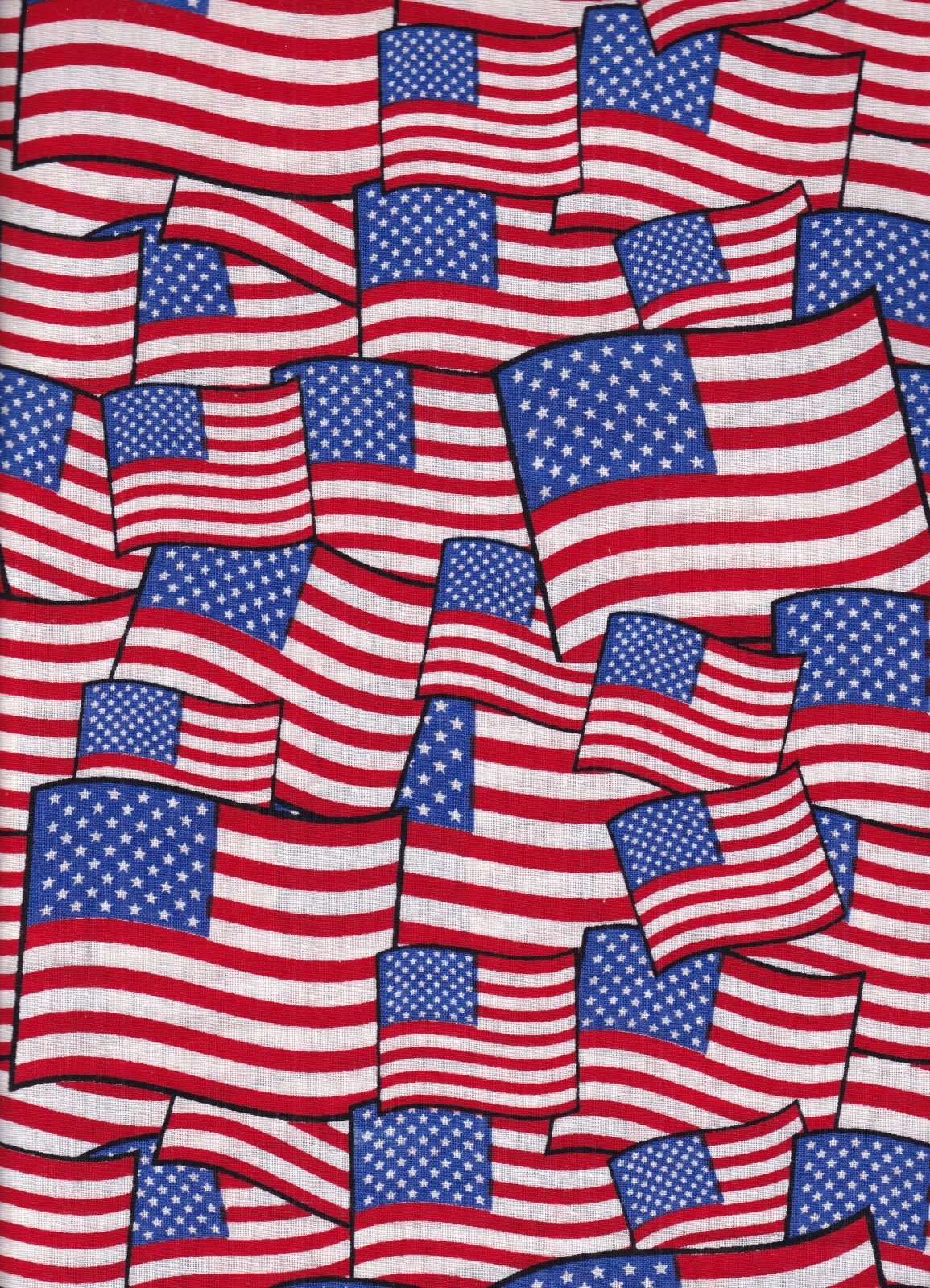 Patriotic Packed Flags 100% Cotton Fabric Springs Creative All Over Print