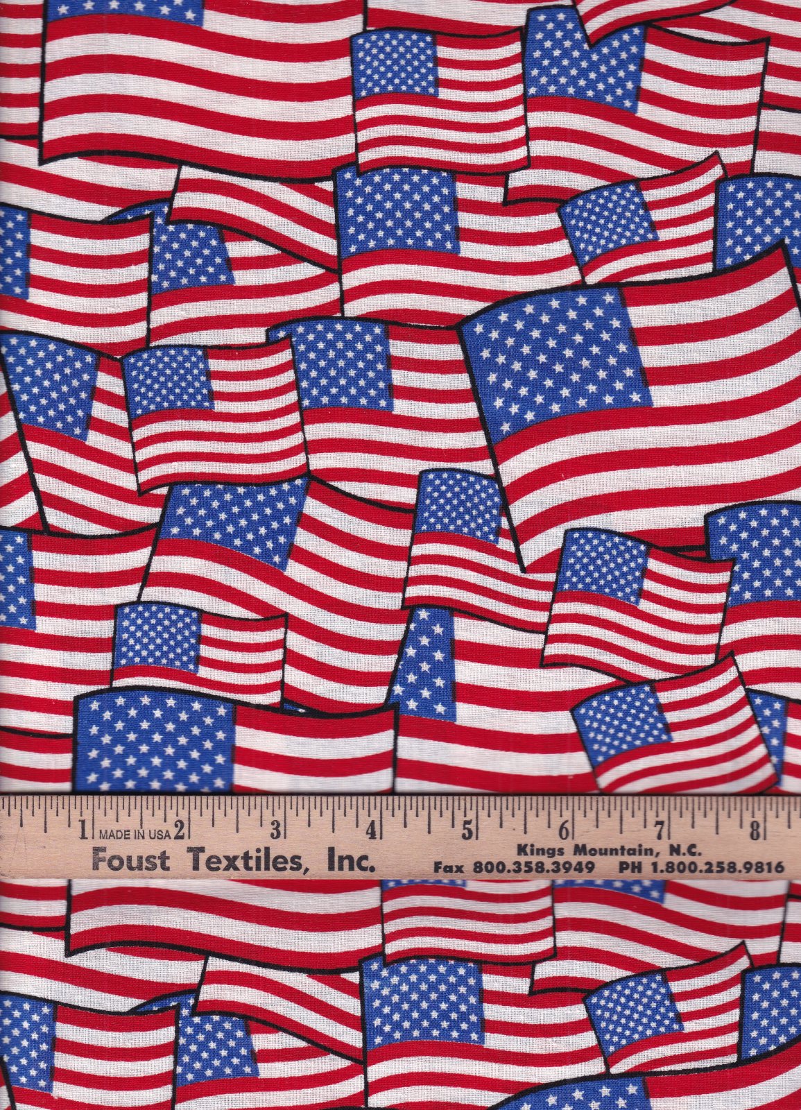 Patriotic Packed Flags 100% Cotton Fabric Springs Creative All Over Print