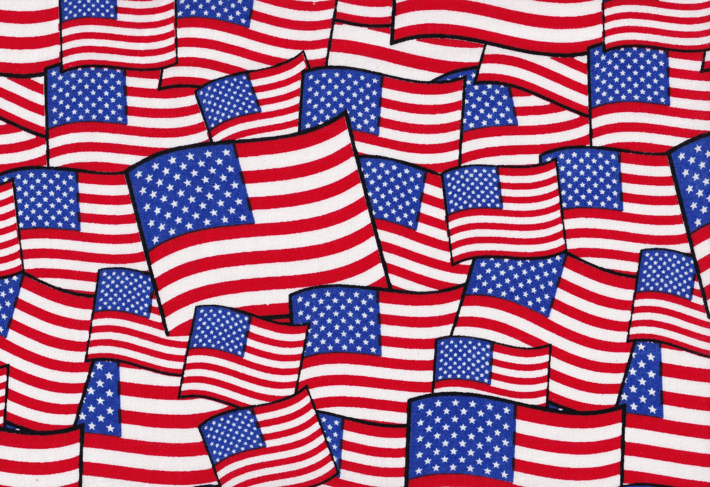 Patriotic Packed Flags 100% Cotton Fabric Springs Creative All Over Print