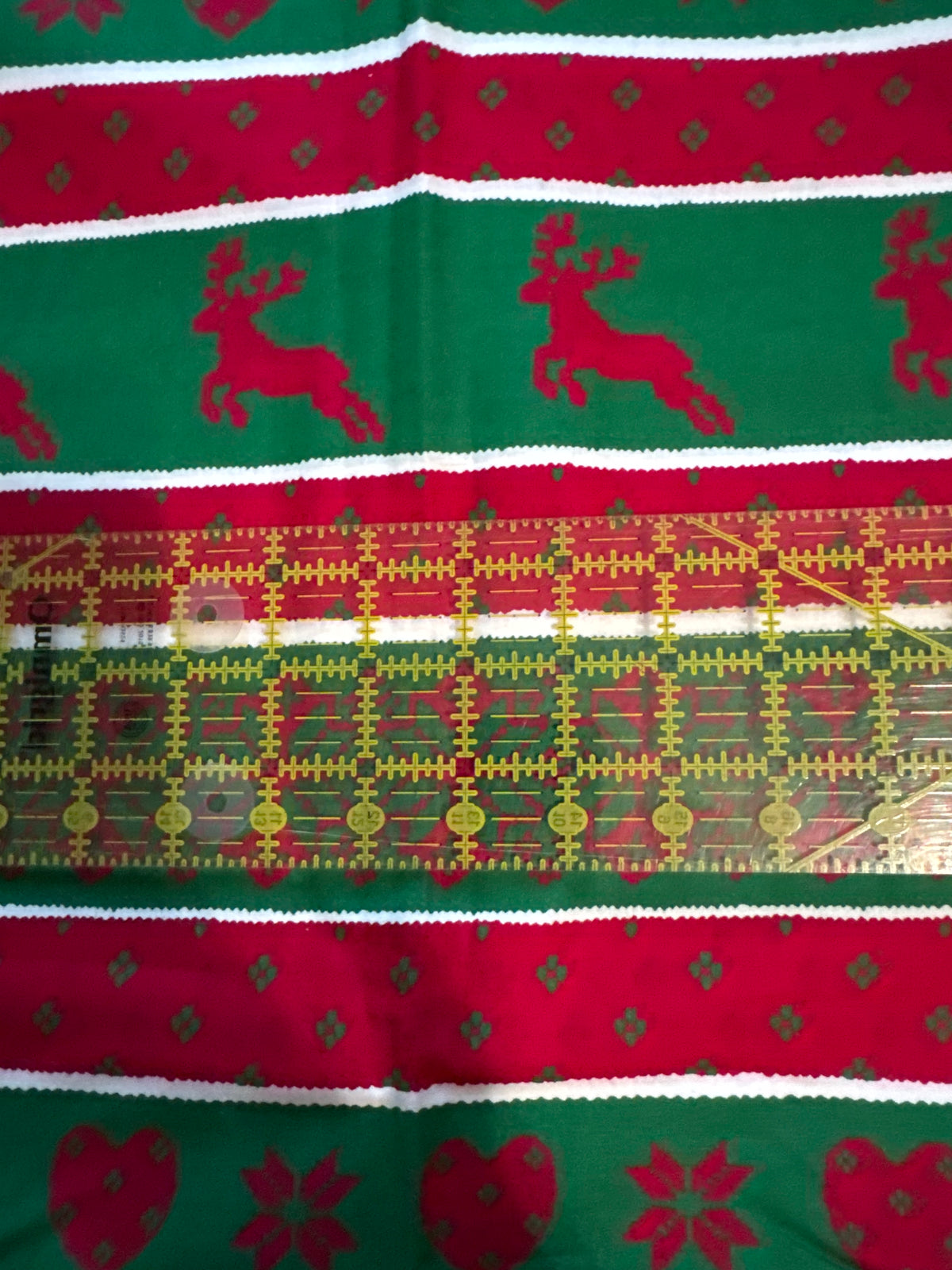 Christmas Vintage Red Green Snowflakes White Stripes 100% Lightweight Cotton Price per Yard