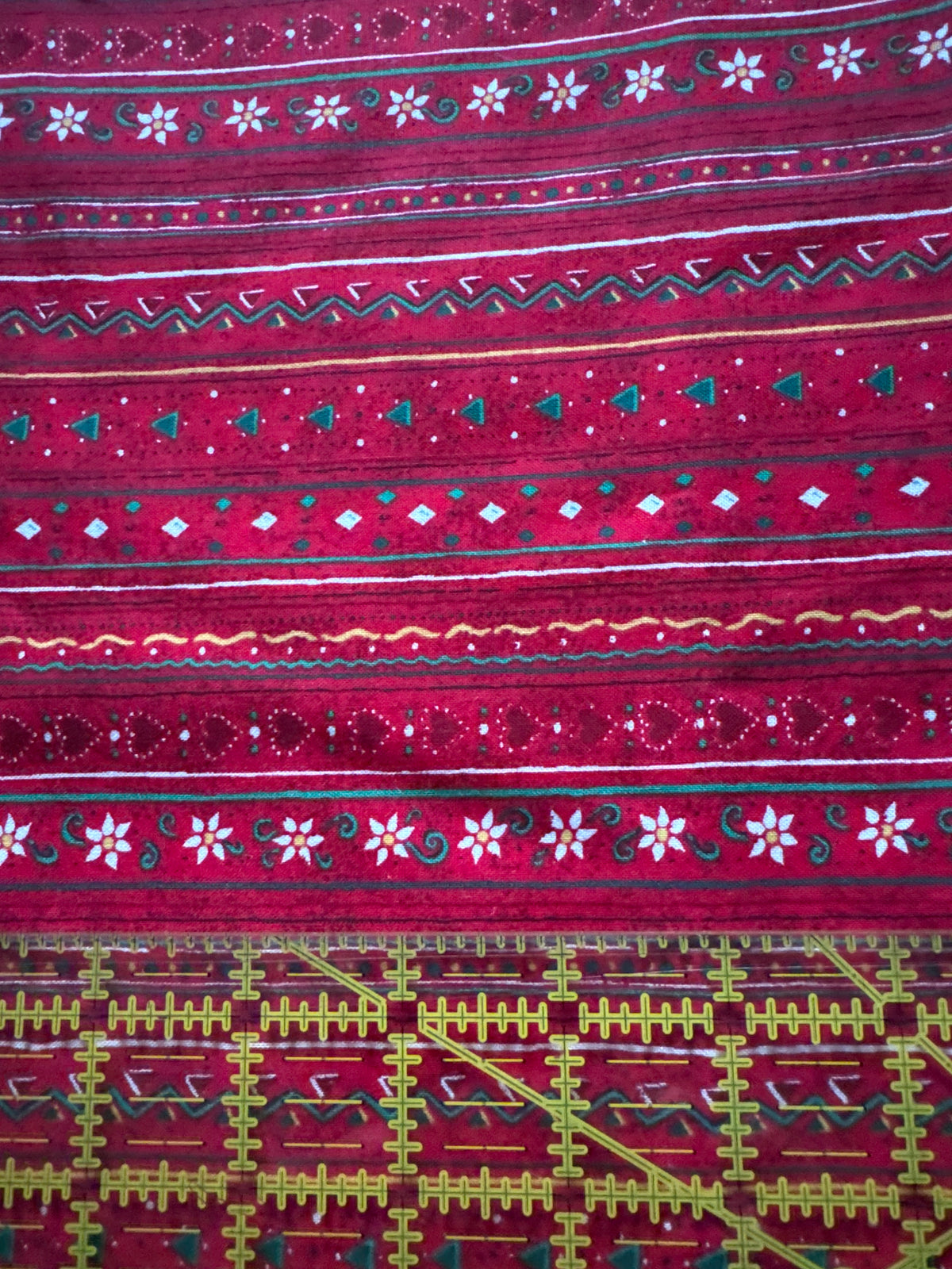 Christmas Vintage Poinsettia and Heart Stripes on Red 100% Lightweight Cotton Price per Yard
