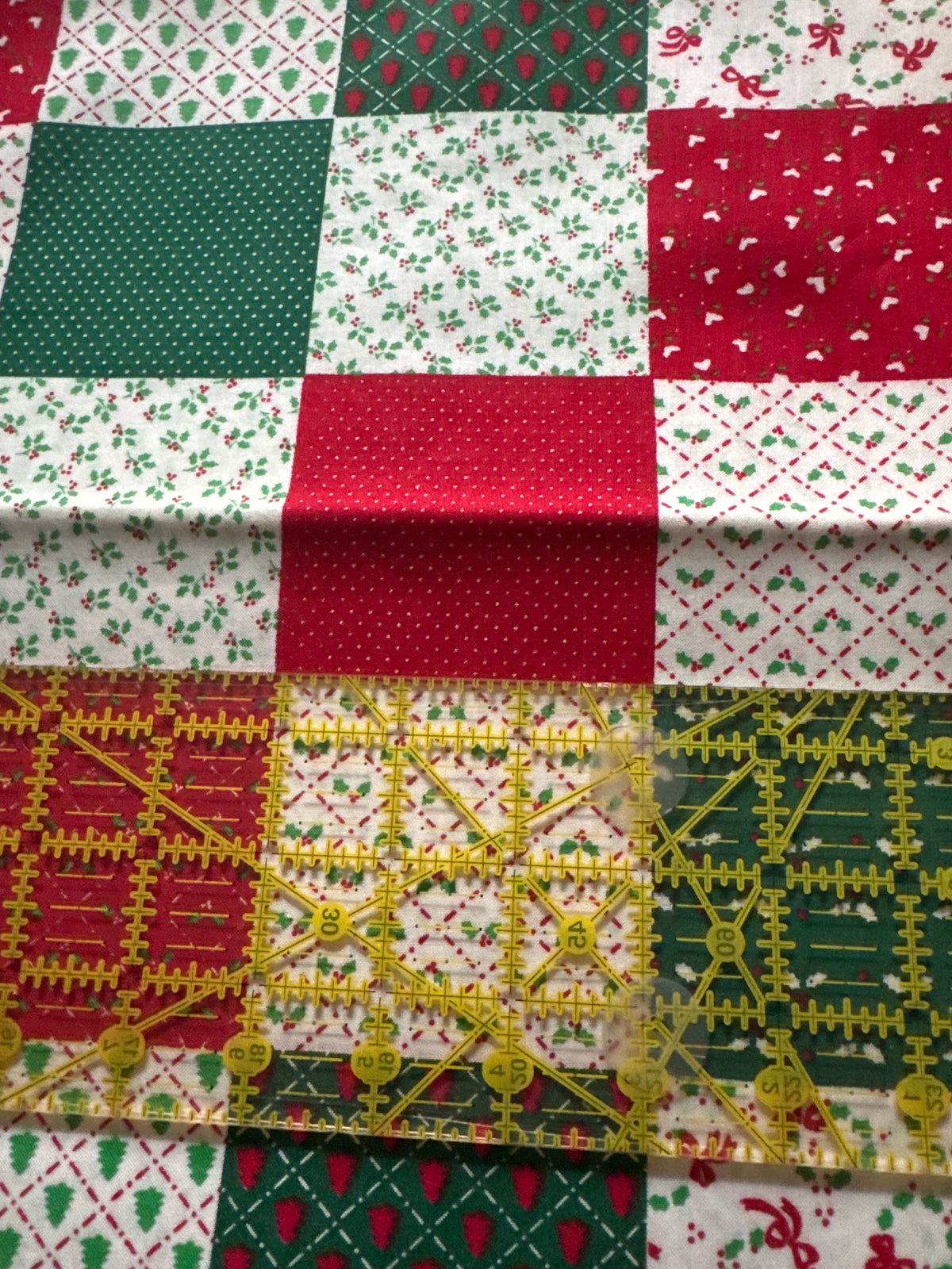 Christmas Vintage Mini Prints in Red Green White Boxes 100% Lightweight Cotton Price per Yard