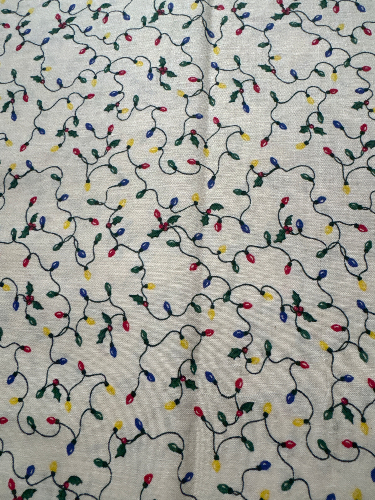Christmas Vintage Lights on Cream 100% Lightweight Cotton Price per Yard