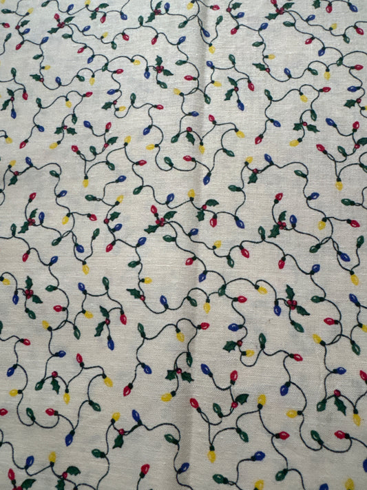 Christmas Vintage Lights on Cream 100% Lightweight Cotton Price per Yard