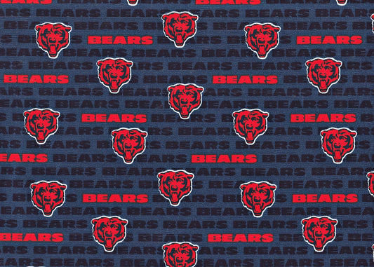 NFL Chicago Bears Canvas Duck Fabric 100% Cotton By the Yard Navy 48 Inch