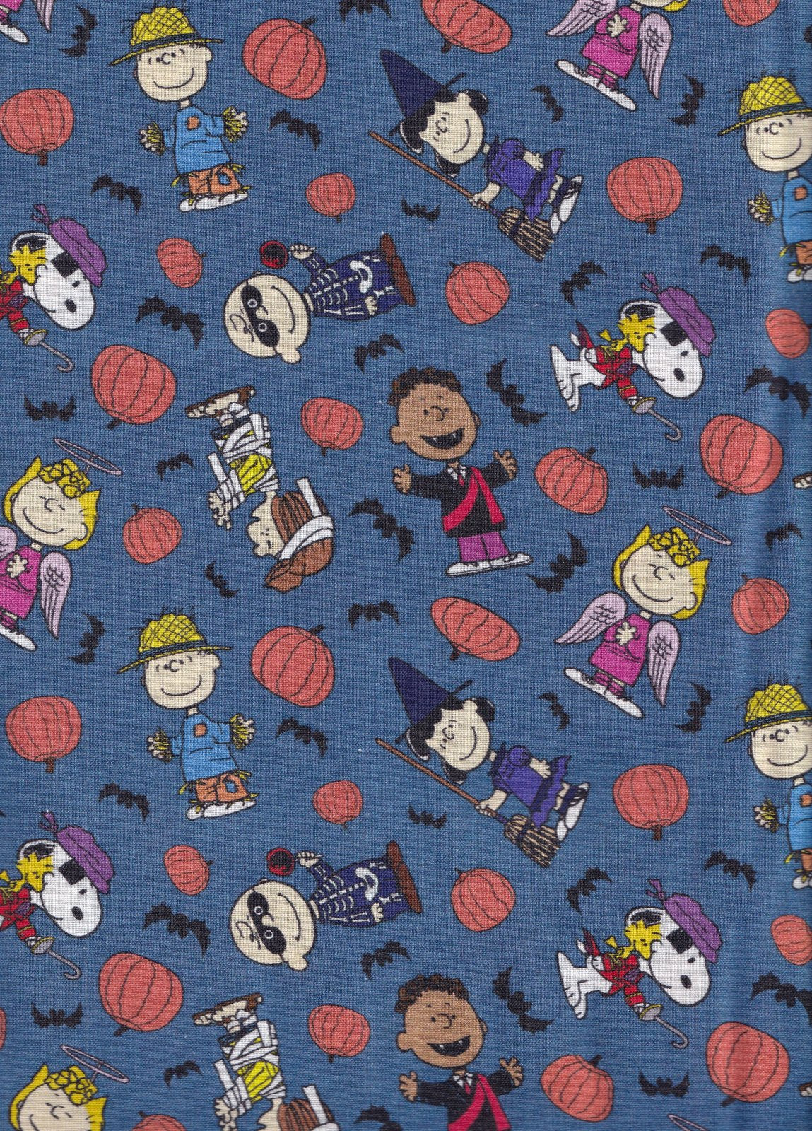 Halloween Peanuts in Costumes on Blue 100% Cotton Price per Yard
