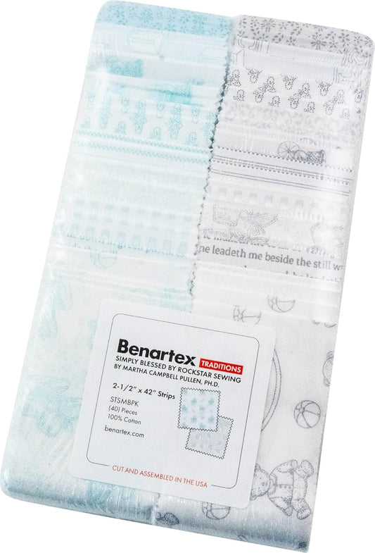 40 2.5" Strips Benartex Simply Blessed Baby 100% Cotton Jelly Roll Precut