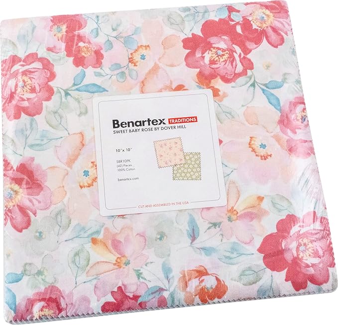 42 10 Inch Squares Sweet Baby Rose Layer Cake Benartex Floral Baby