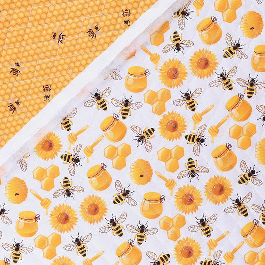 Mook Fabrics Double Faced Prequilted Bees Honey Honeycomb By the Yard Novelty
