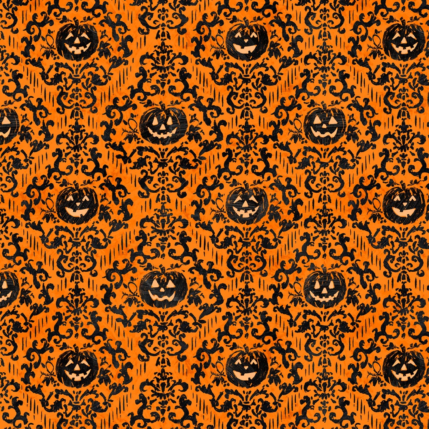 Halloween Pumpkin Damask on Orange
