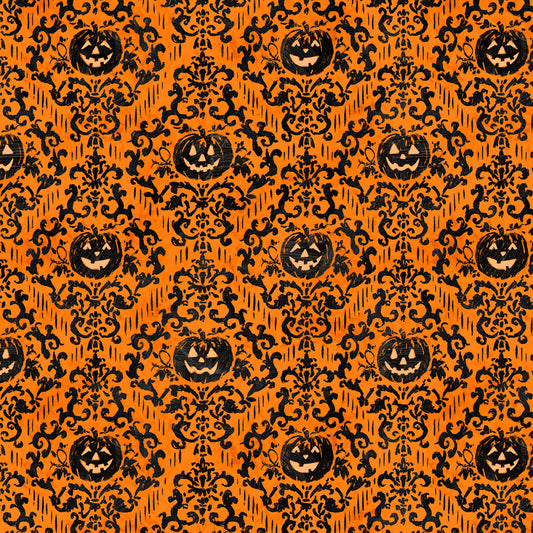 Halloween Pumpkin Damask on Orange