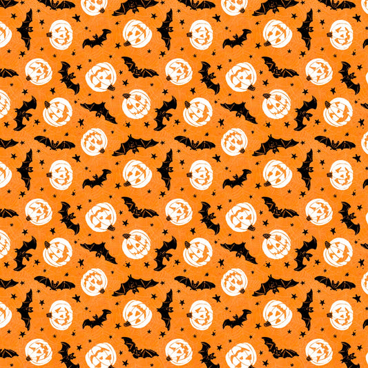 Halloween Bats and Pumpkins on Orange