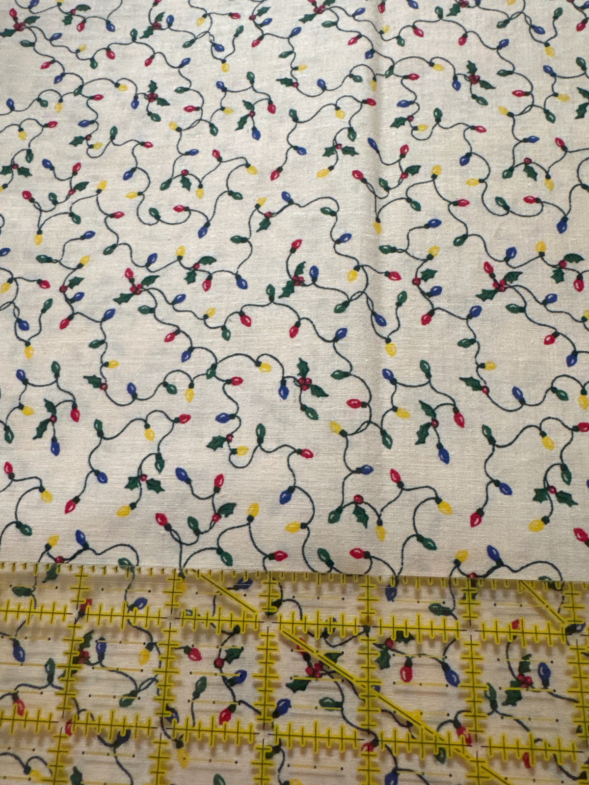 Christmas Vintage Lights on Cream 100% Lightweight Cotton Price per Yard