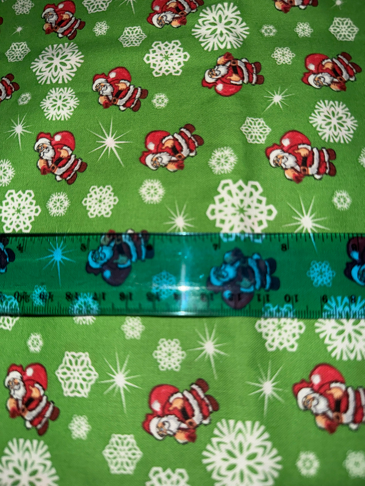 Christmas Thumbs Up Santas on Green 100% Cotton Fabric