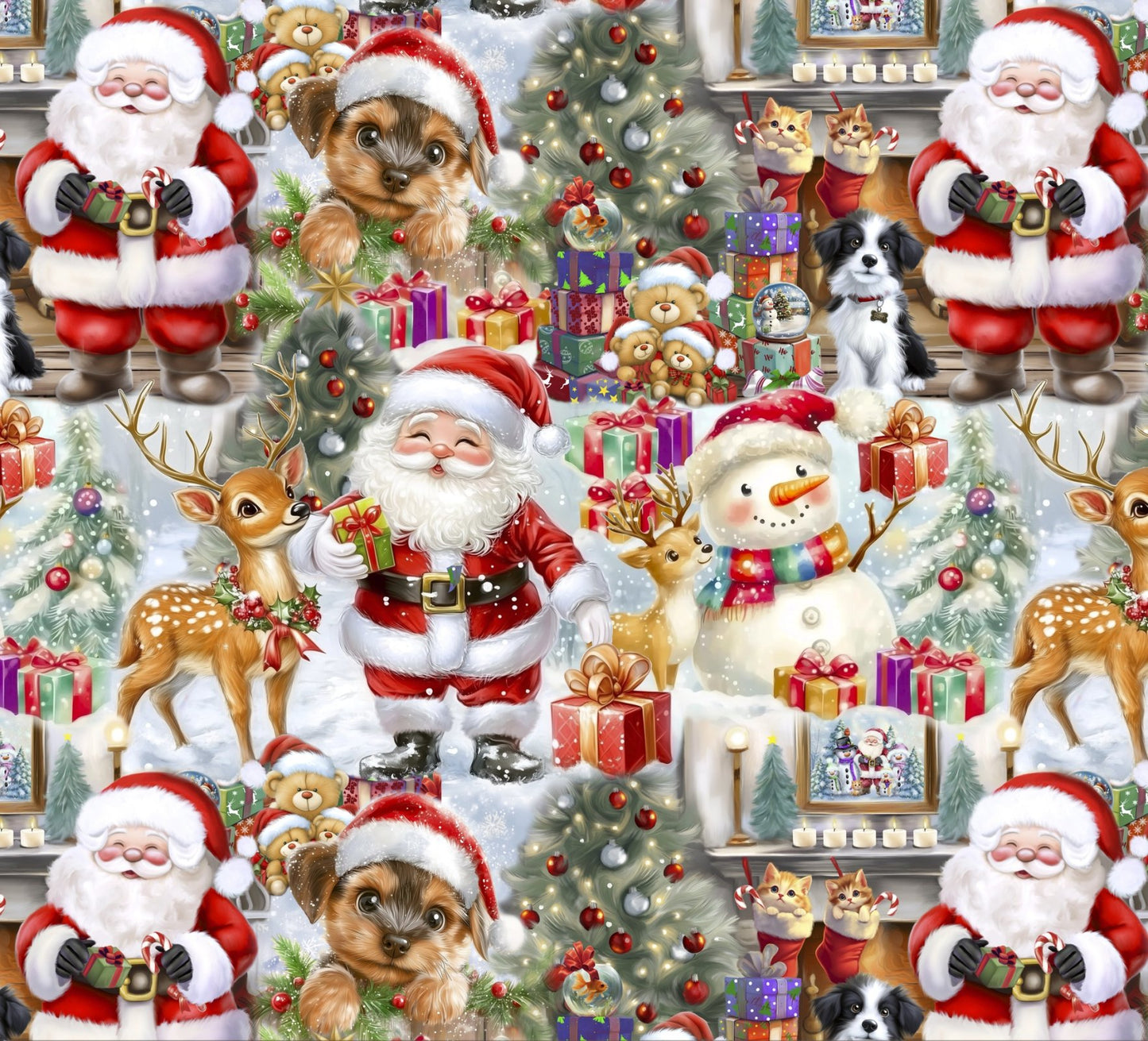 Christmas Santa Reindeer Puppies Kitties Multi