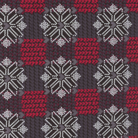 44 x 36 Christmas Snowy Plaid Black Red Benartex Fabrics Kanvas Studio 100% Cotton