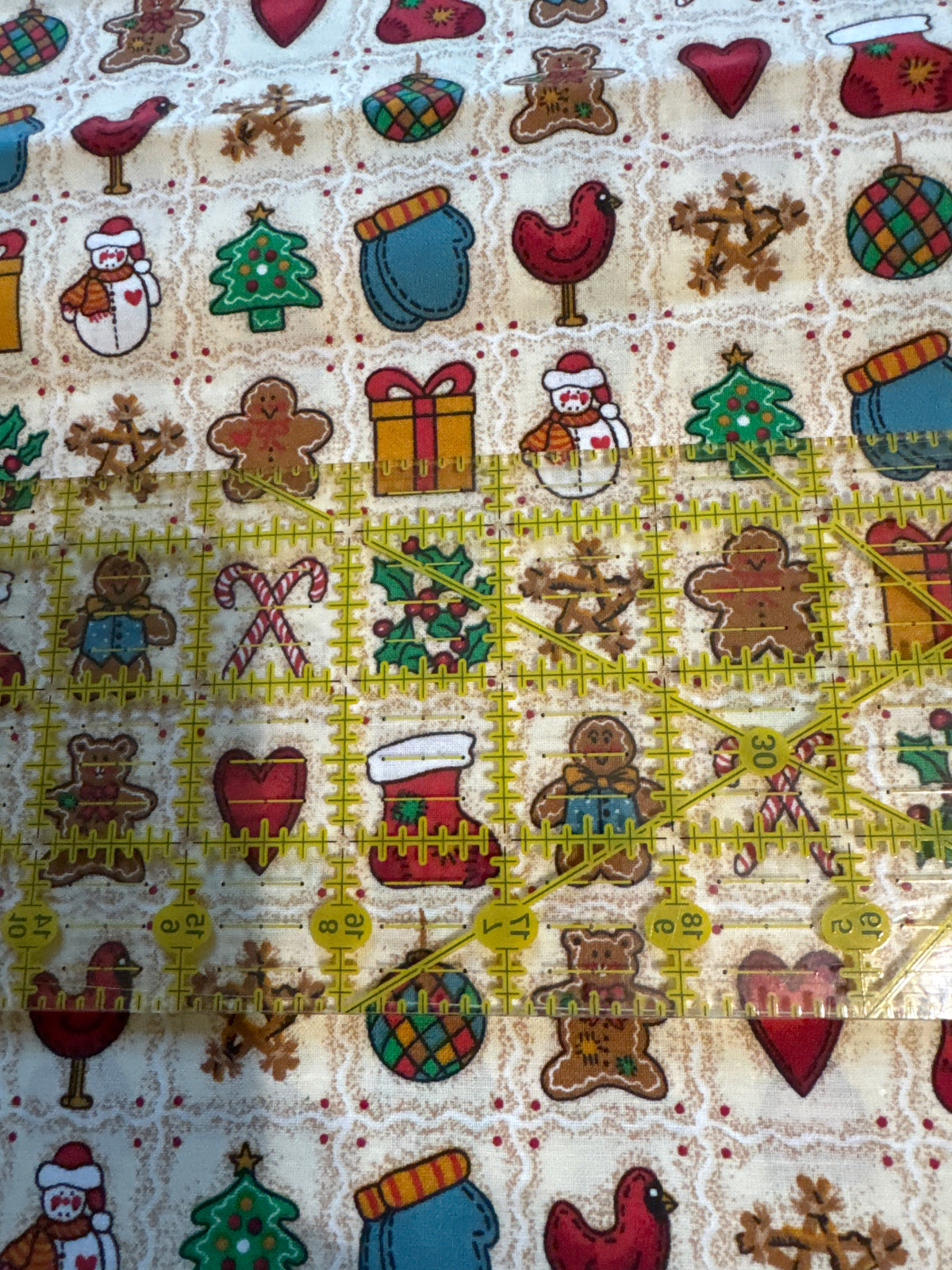 Christmas Vintage Mini Gingerbread Blocks on Cream 100% Lightweight Cotton Price per Yard