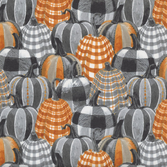 44 x 36 Blank Quilting Packed Gingham Pumpkins 100% Cotton Fabric Autumn Fall Thanksgiving
