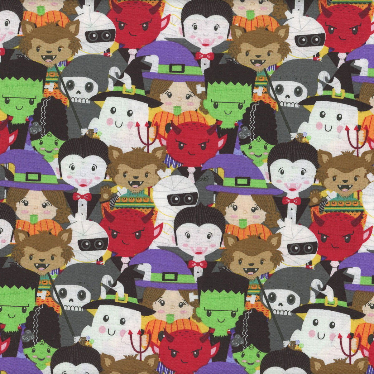 44 x 36 Little Monsters Trick or Treaters Blank Quilting 100% Cotton Halloween