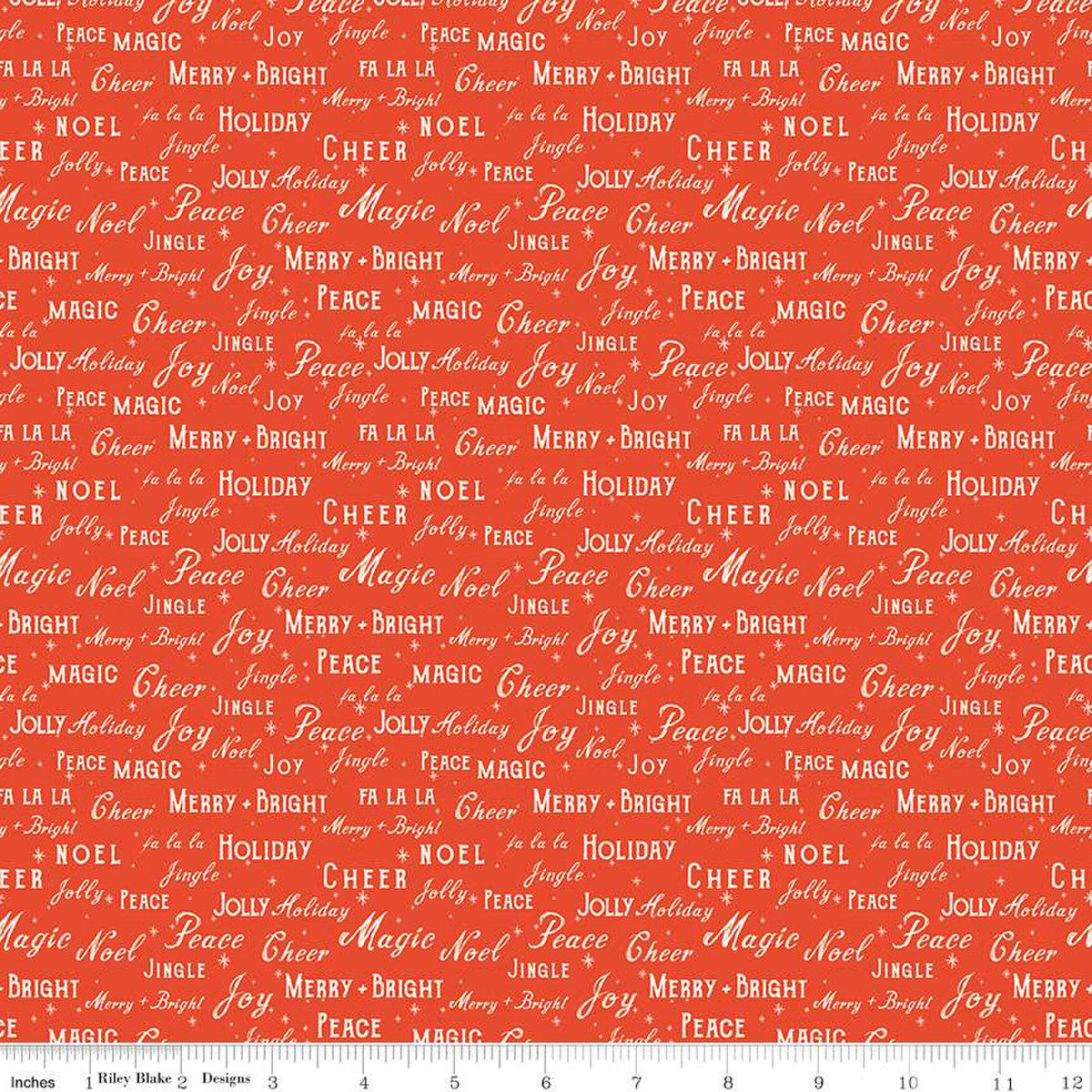 Christmas Text Red Holiday Cheer Riley Blake 100% Cotton Price Per Yard