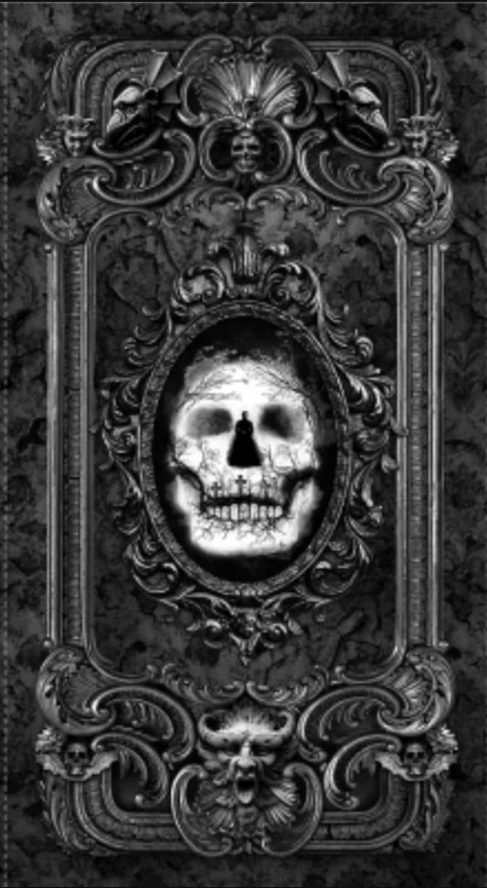 Timeless Treasures Halloween Wicked Black 24" Skull Panel Premium Quality 100% Cotton Fabric Price per Panel