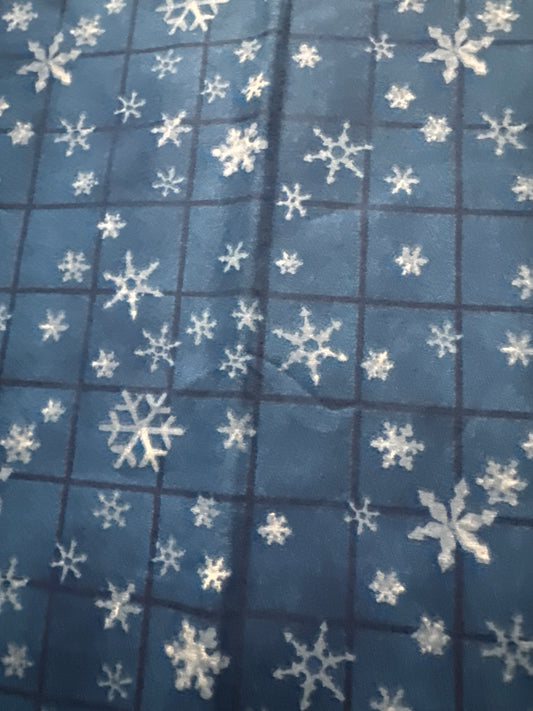 Christmas Vintage Snowflakes on Blue Grid 100% Lightweight Cotton Price per Yard