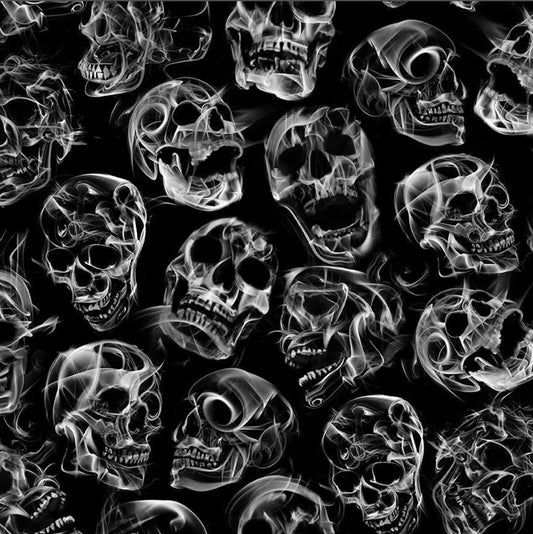 Timeless Treasures Halloween Wicked Black Tossed Skull & Smoke Flame 100% Cotton Fabric Price per Yard