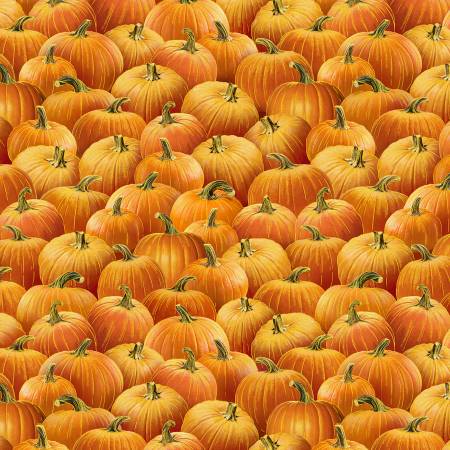 Timeless Treasures Orange Pumpkins w/Metallic Thanksgiving
