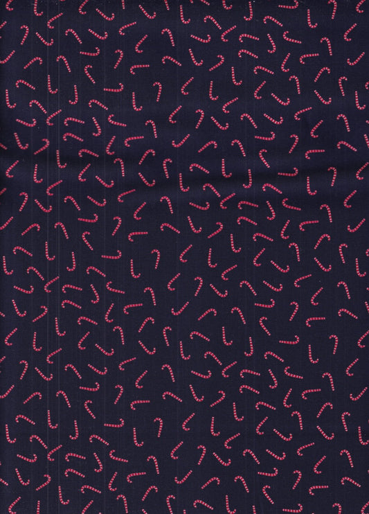 Dear Stella Christmas Mini Candy Canes on Blue 100% CottonPrice per Yard