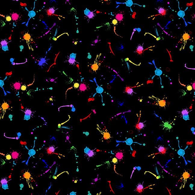 Halloween Neon Painted Splash Dots on Black
