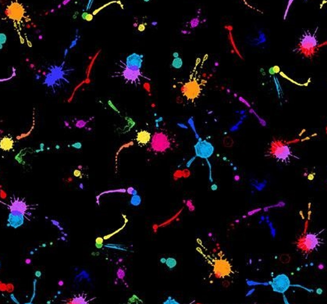 Halloween Neon Painted Splash Dots on Black