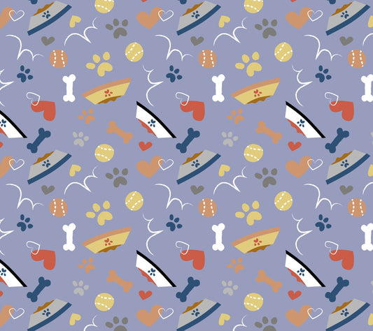 David Textiles Good Puppy Play Lavender Dogs 100% Cotton Price per Yard Novelty