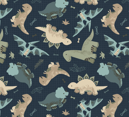 David Textiles Fantastic Flannel Going Dino Toss Baby Price per Yard