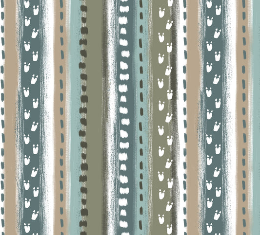 David Textiles Fantastic Flannel Going Dino Border Stripe Baby Price per Yard