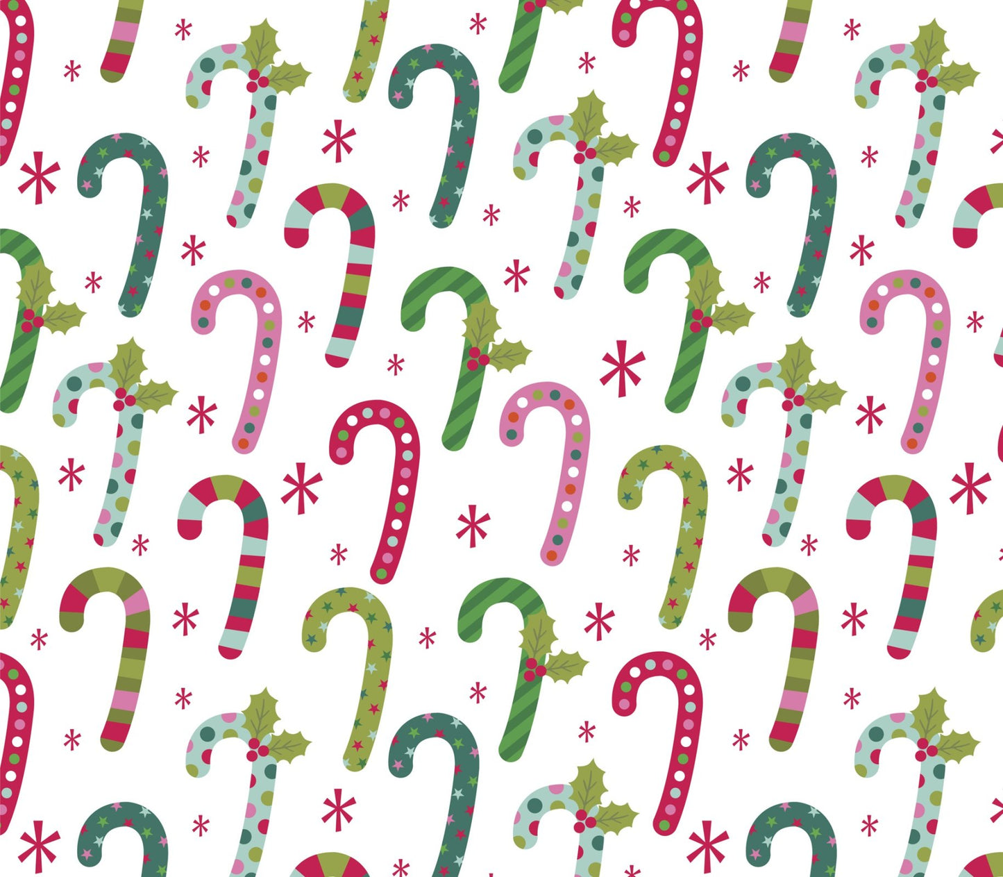 Christmas Red Green Pink Blue Candy Canes on White