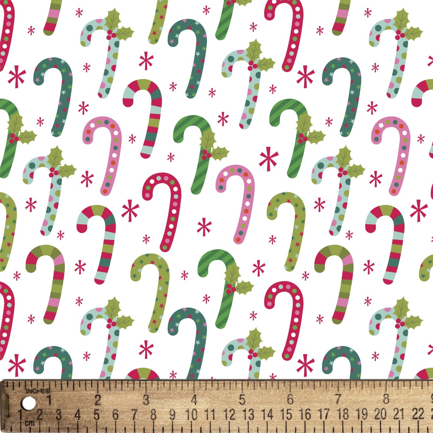 Christmas Red Green Pink Blue Candy Canes on White